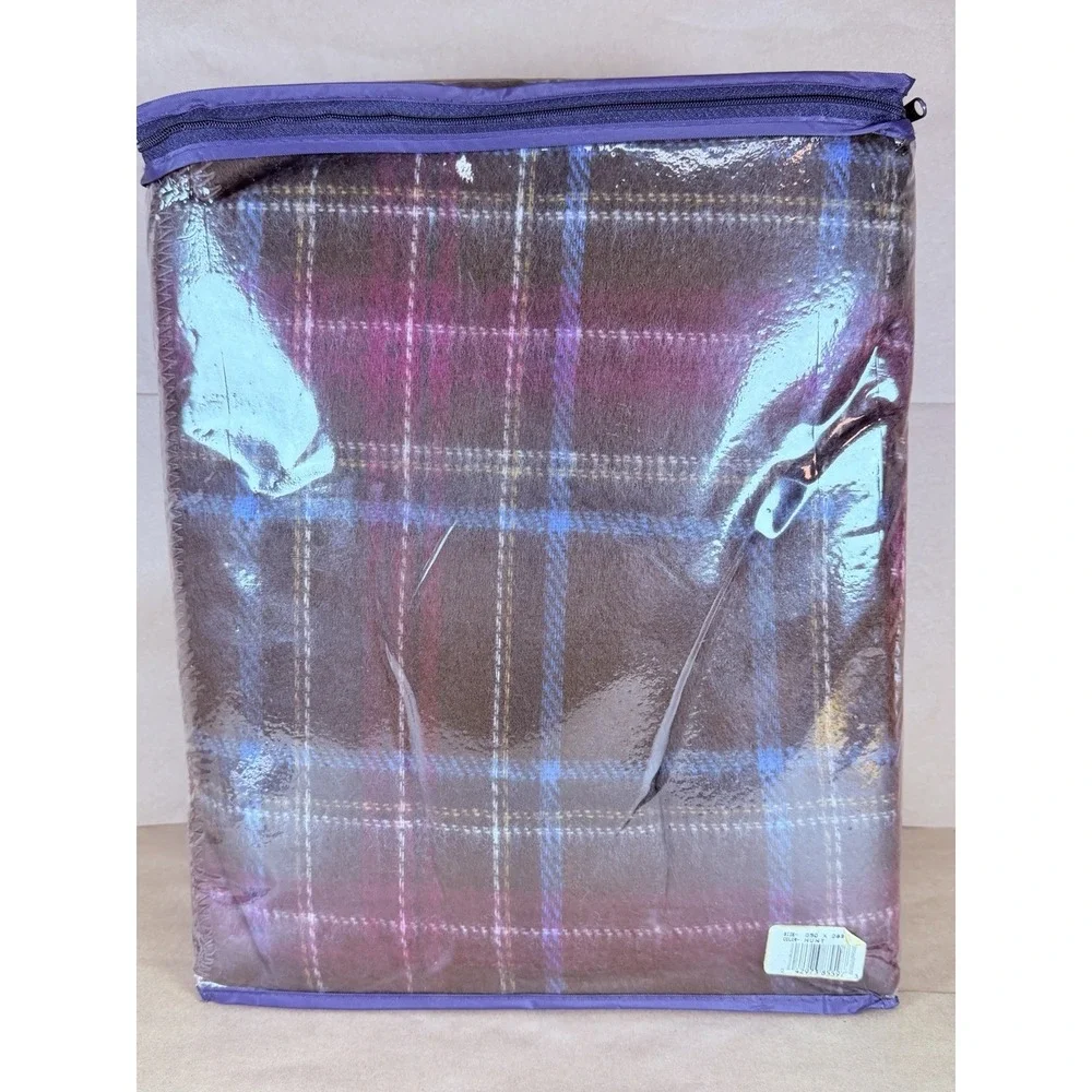 Vintage RALPH LAUREN Stadium Throw Blanket HUNT Plaid 50x68 Original Package